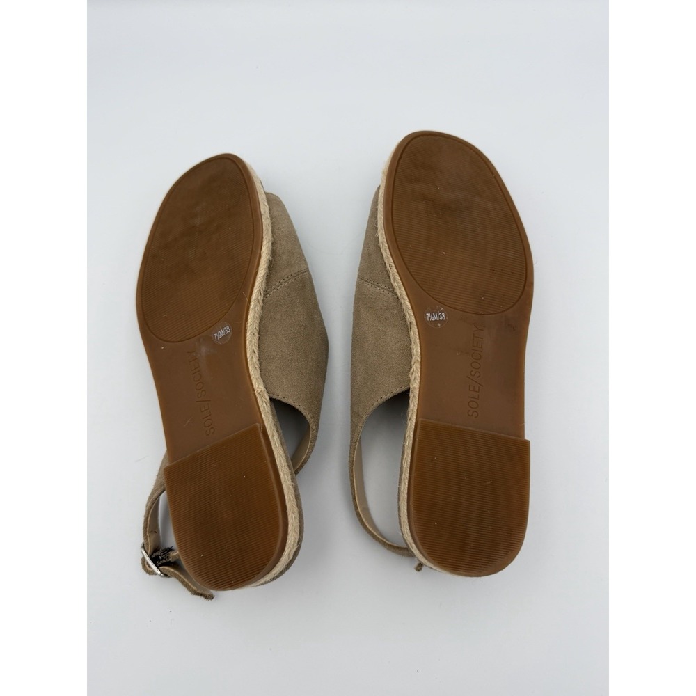 Sole Society Dolven Suede Slingback Espadrille Sandals 7.5M 38 Neutral Tan Beige - Picture 6 of 6